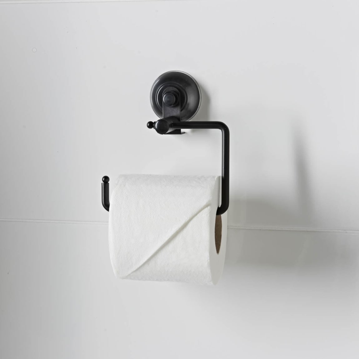 Black Suction Toilet Roll Holder