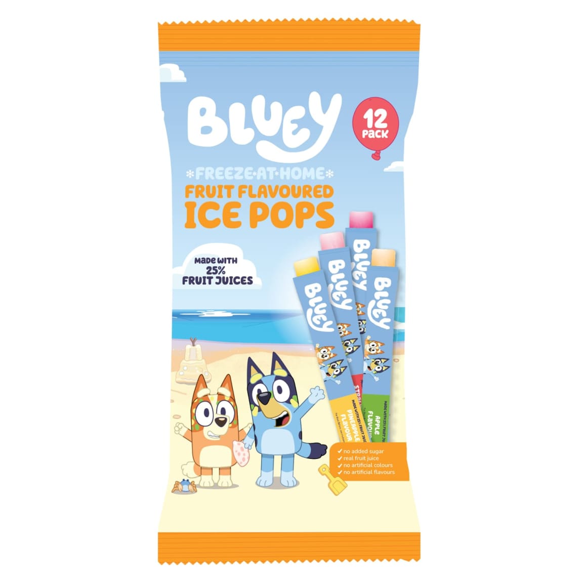 Bluey Fruit Flavoured Ice Pops 12pk