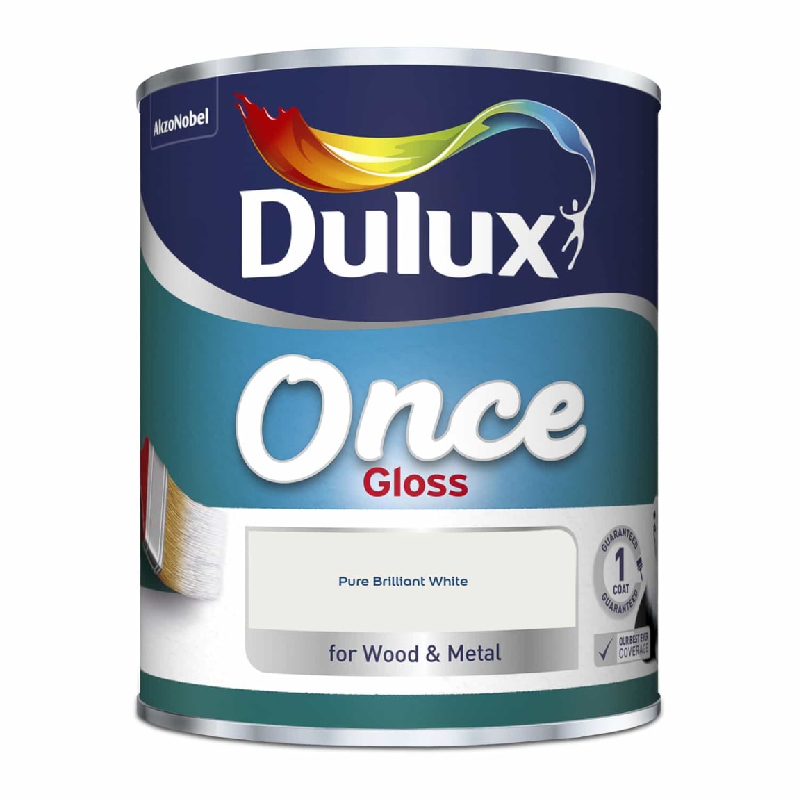 Dulux One Coat Gloss Paint - Pure Brilliant White 750ml