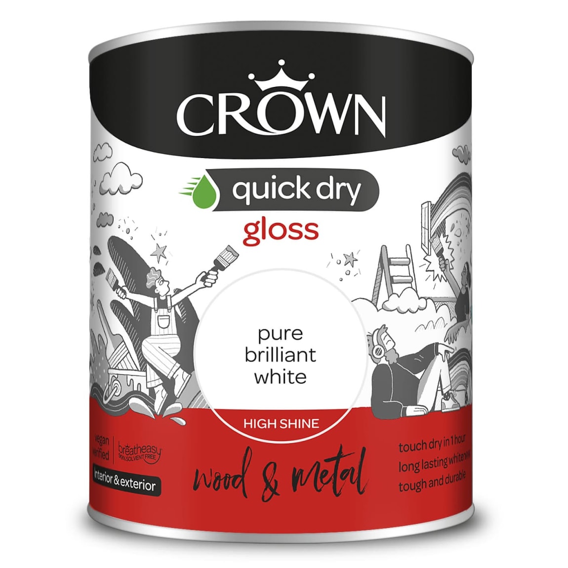 Crown Quick Dry Gloss 750ml - Pure Brilliant White