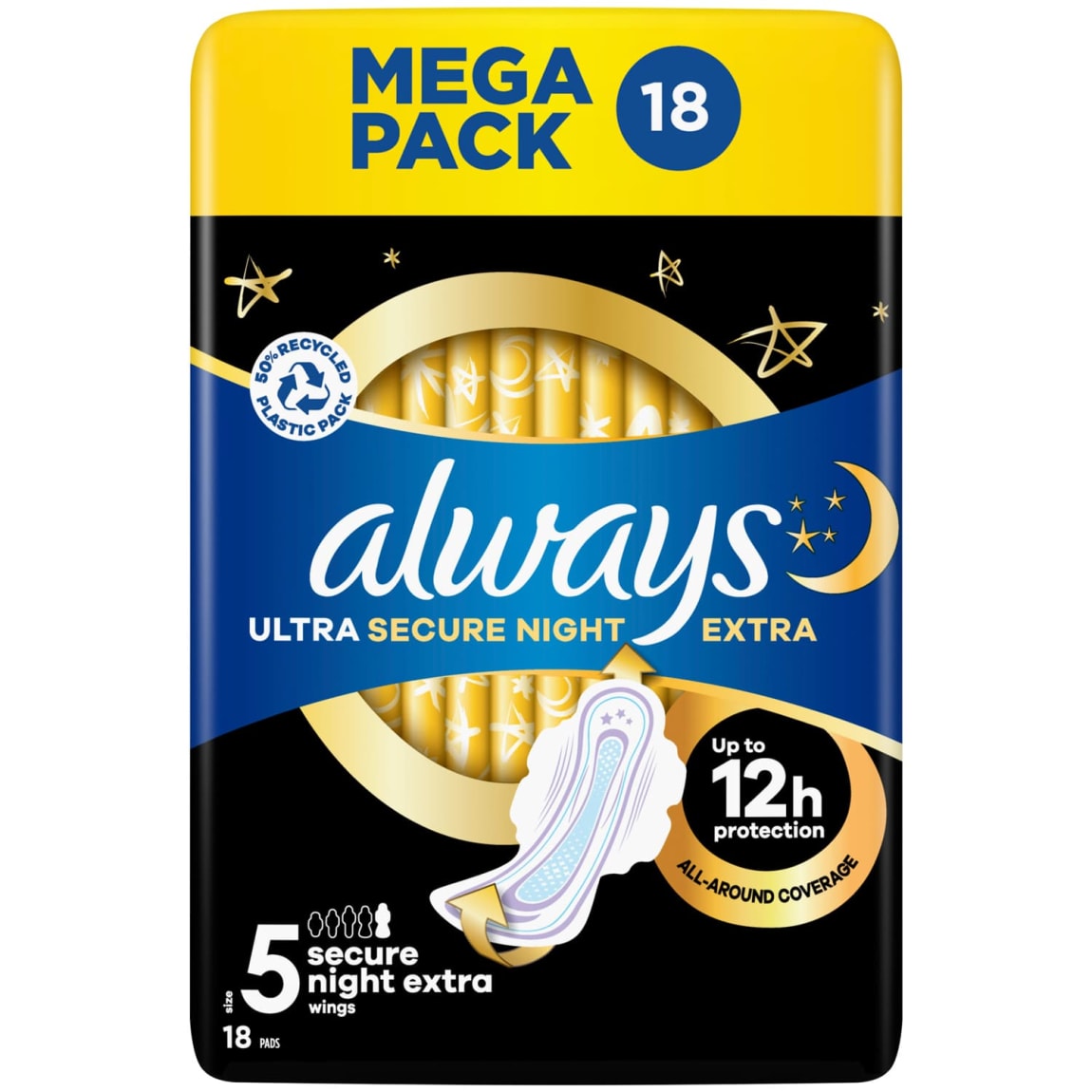Always Ultra Secure Night Pads Extra Mega Pack 18pk
