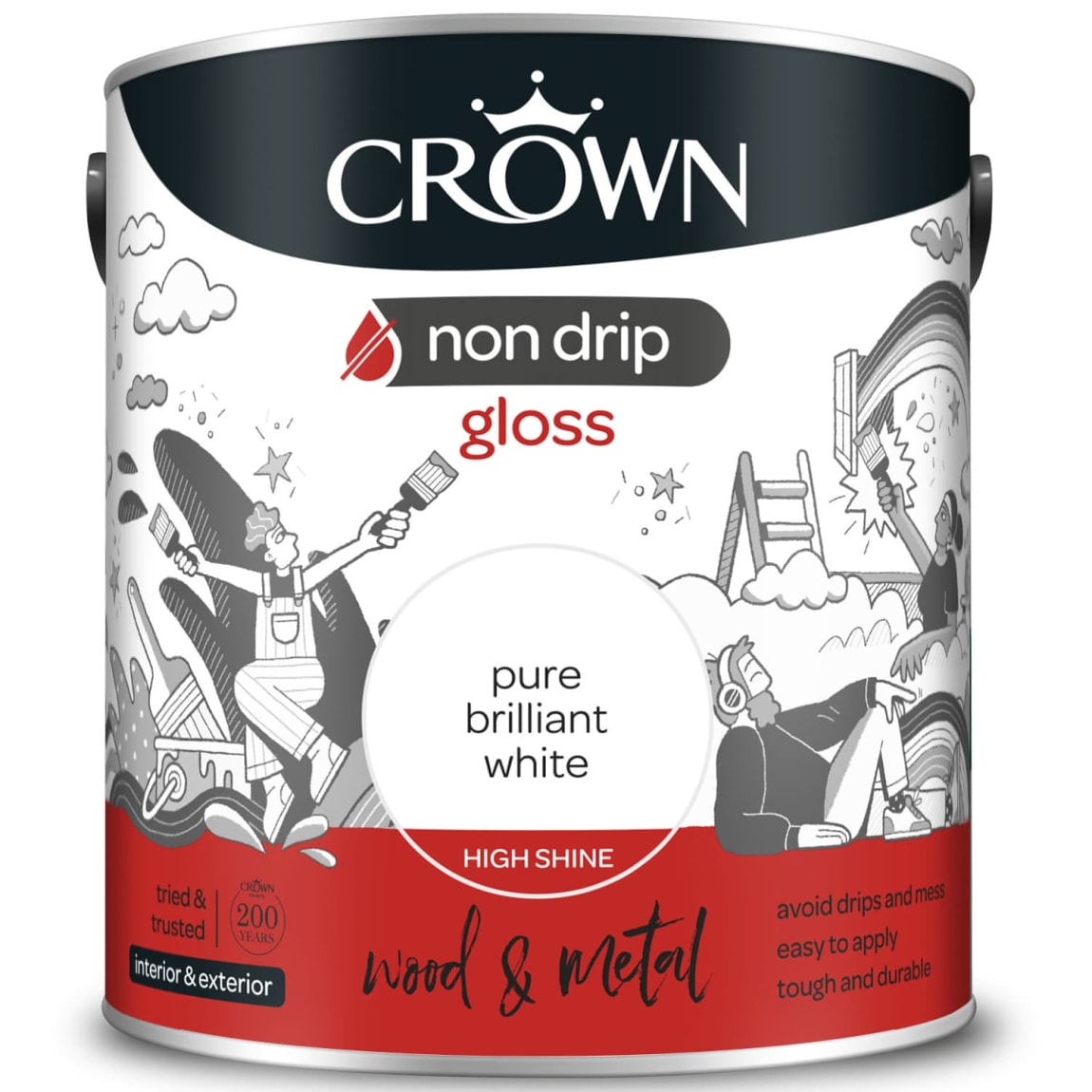 Crown Non Drip Gloss 2.5L - Pure Brilliant White