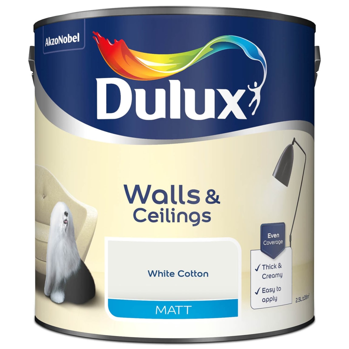 Dulux Matt Paint 2.5L - White Cotton