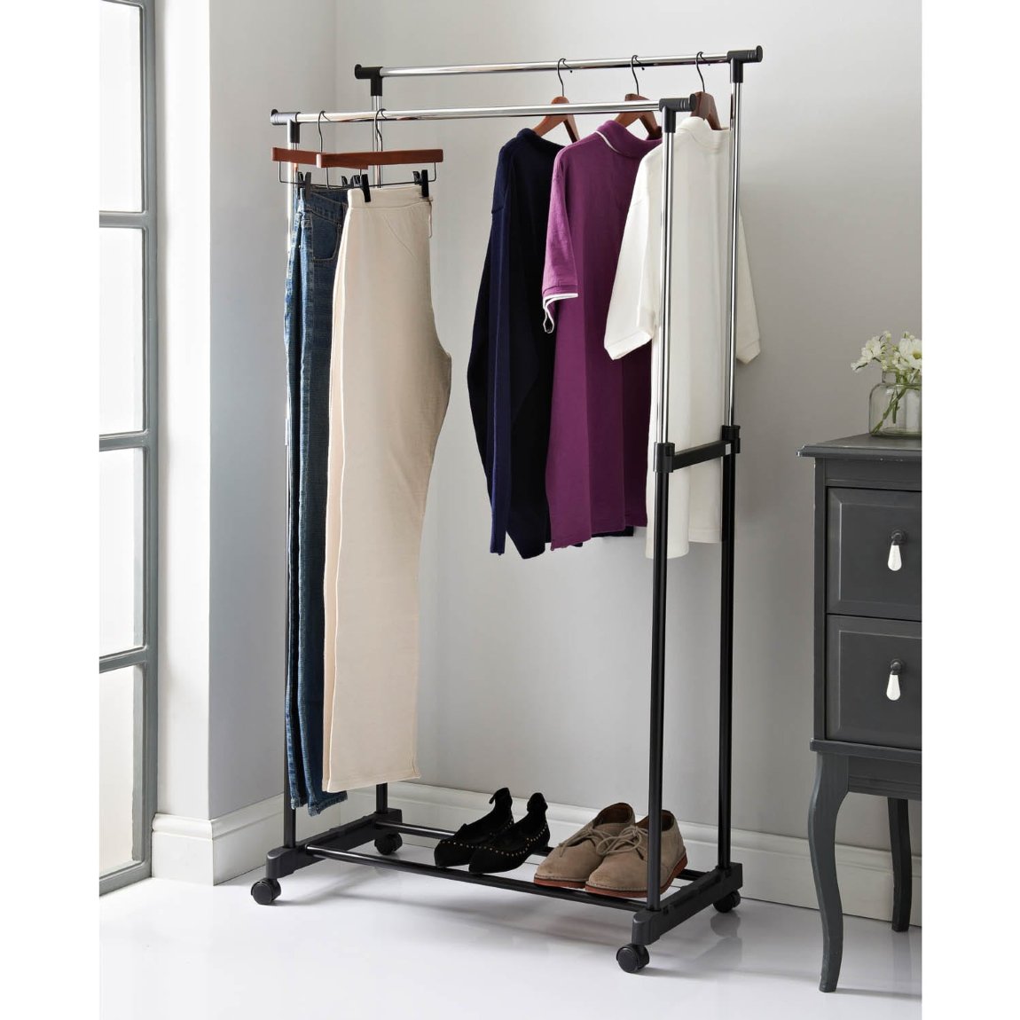 Extendable Double Garment Rail