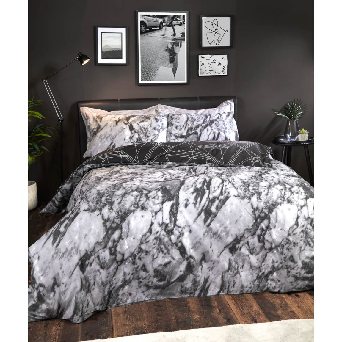 Lincoln Marble King Duvet Set - Grey