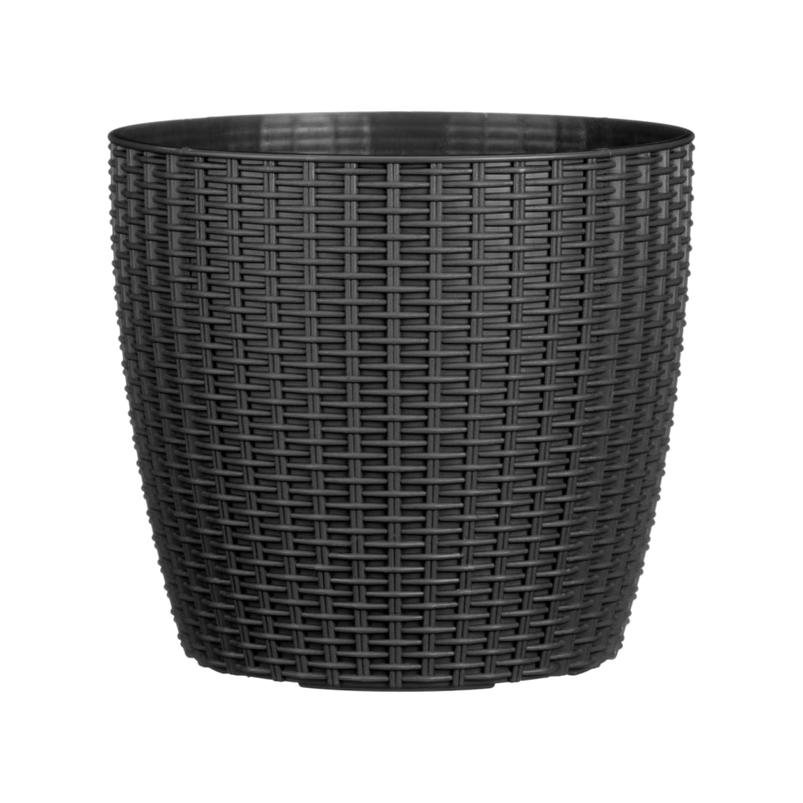 Rattan Effect Plastic Planter - Black