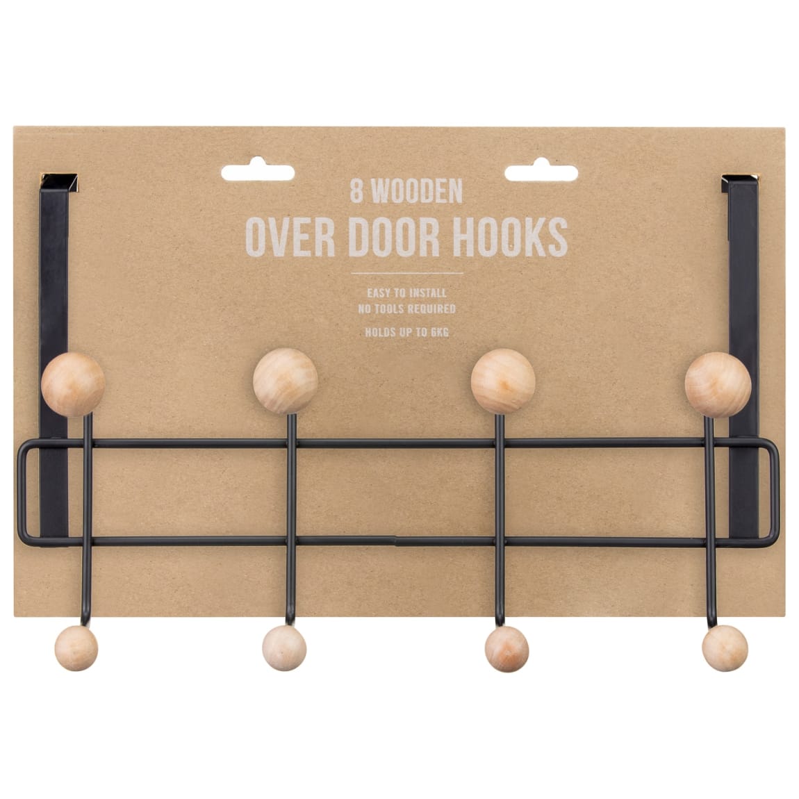 8 Wooden Over Door Hooks