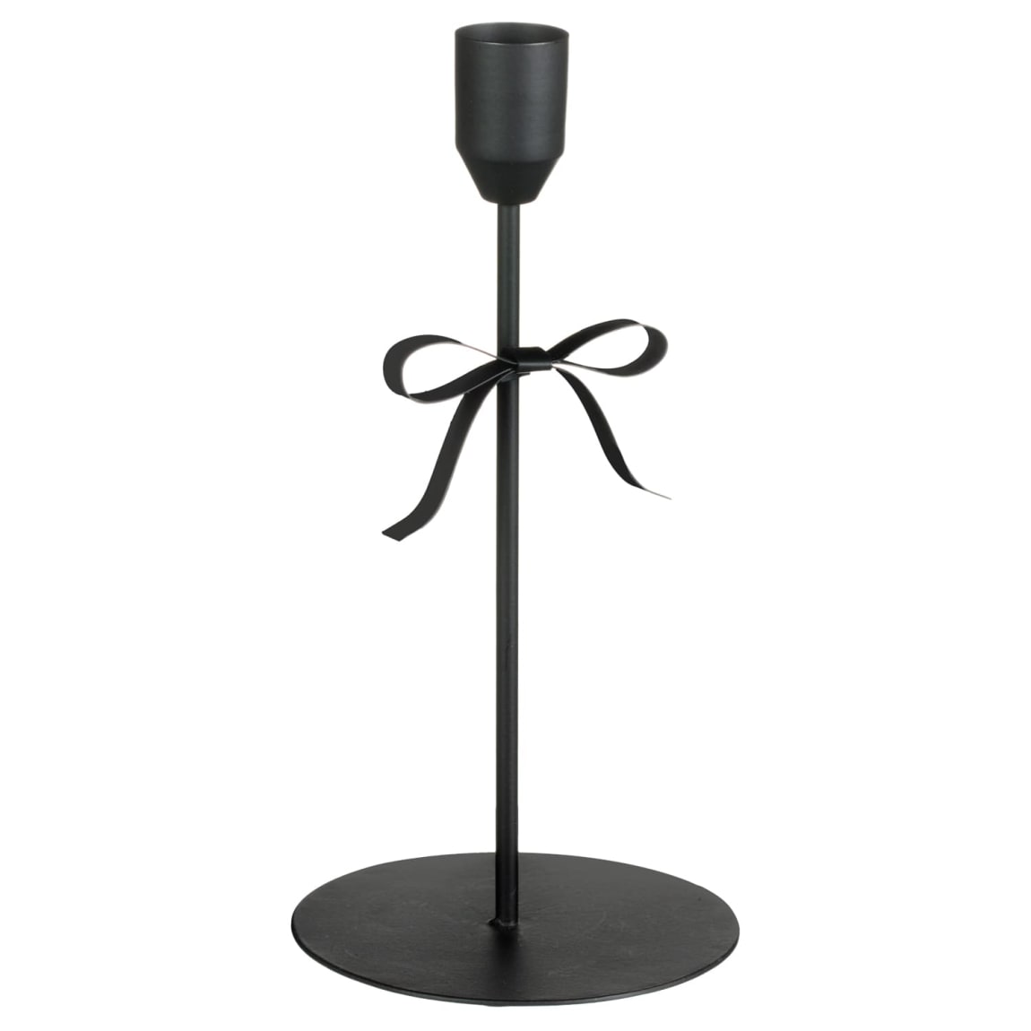 Tall Black Metal Candle Holder with Bow Detail