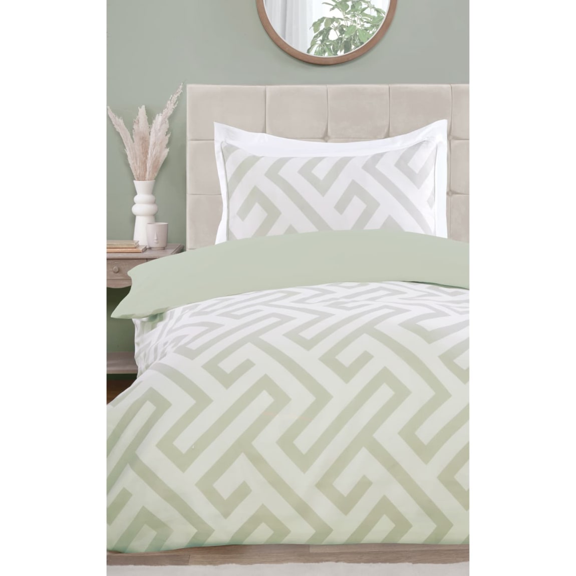 Simply Geo Printed Single Duvet Set - Green