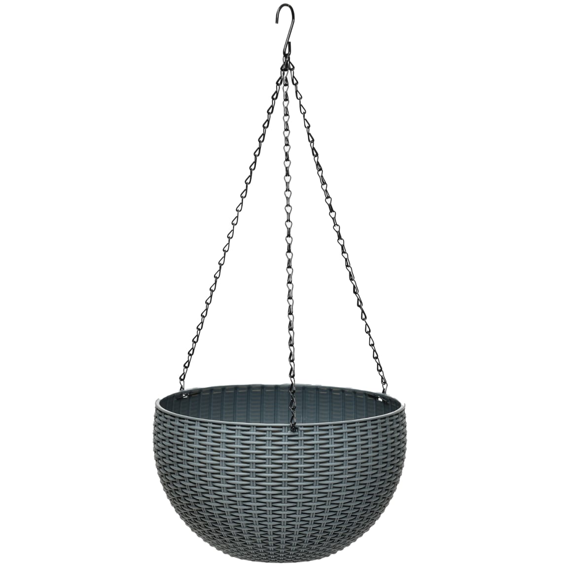 Rattan Effect Hanging Planter - Grey