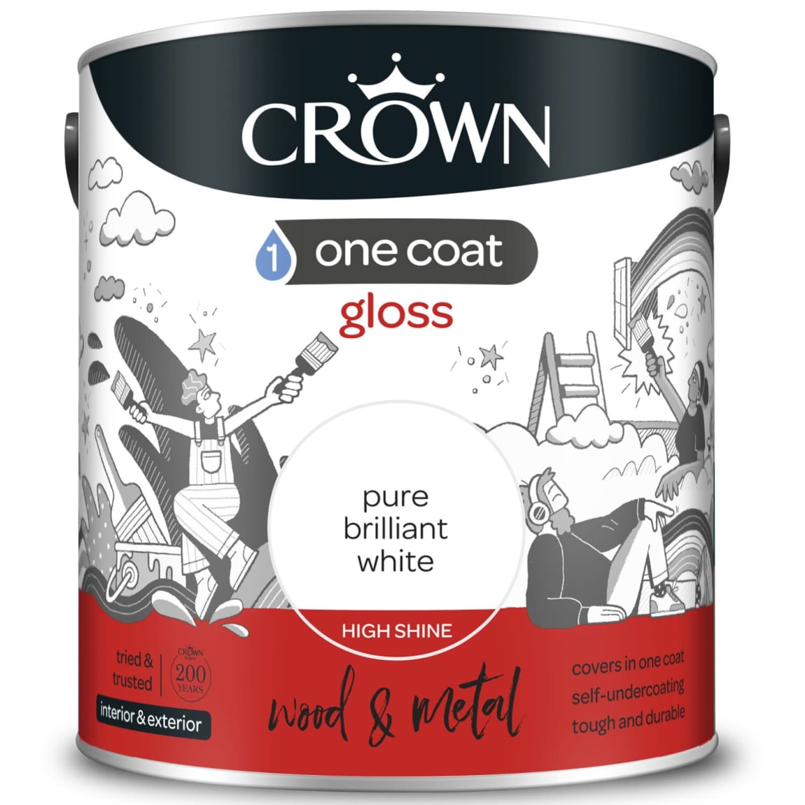 Crown One Coat Gloss 2.5L - Pure Brilliant White