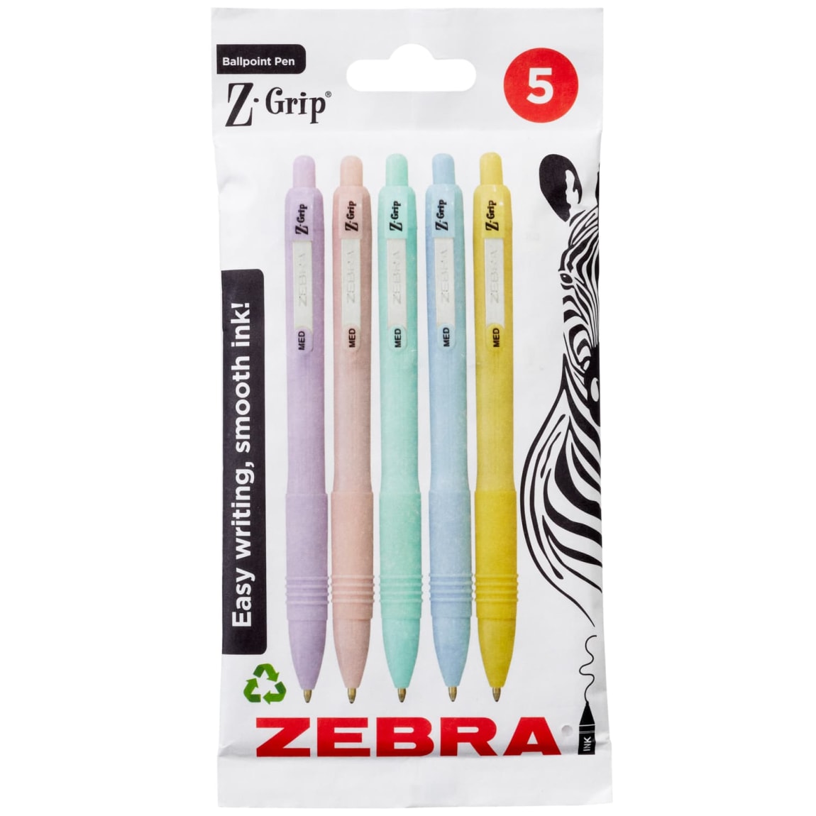 Zebra Z Grip Pens 5pk - Pastels