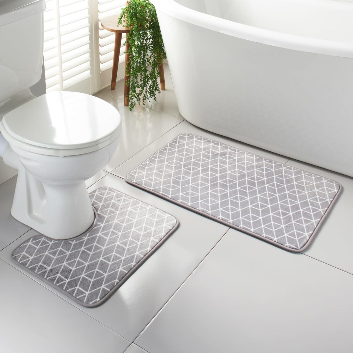 Supersoft 2 Piece Bathmat Set - Geometric