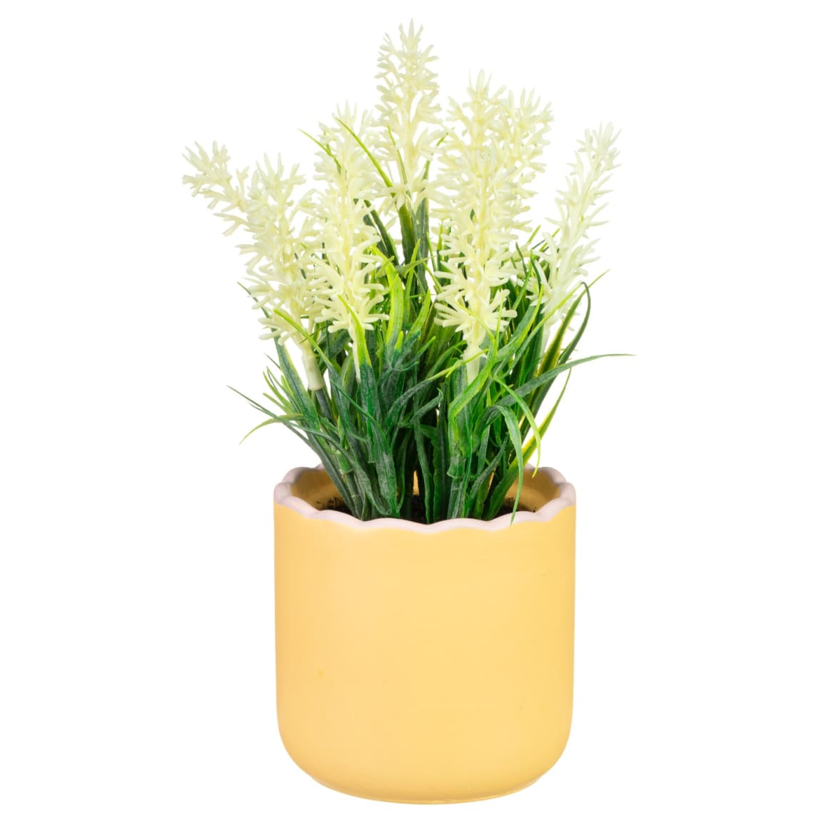 Flowers in Scalloped Edge Two Tone Pot - Yellow