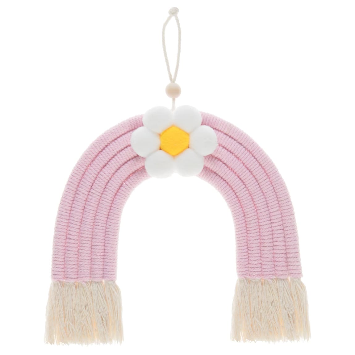 Woven Wall Hanging Daisy Pom Pom - Pink