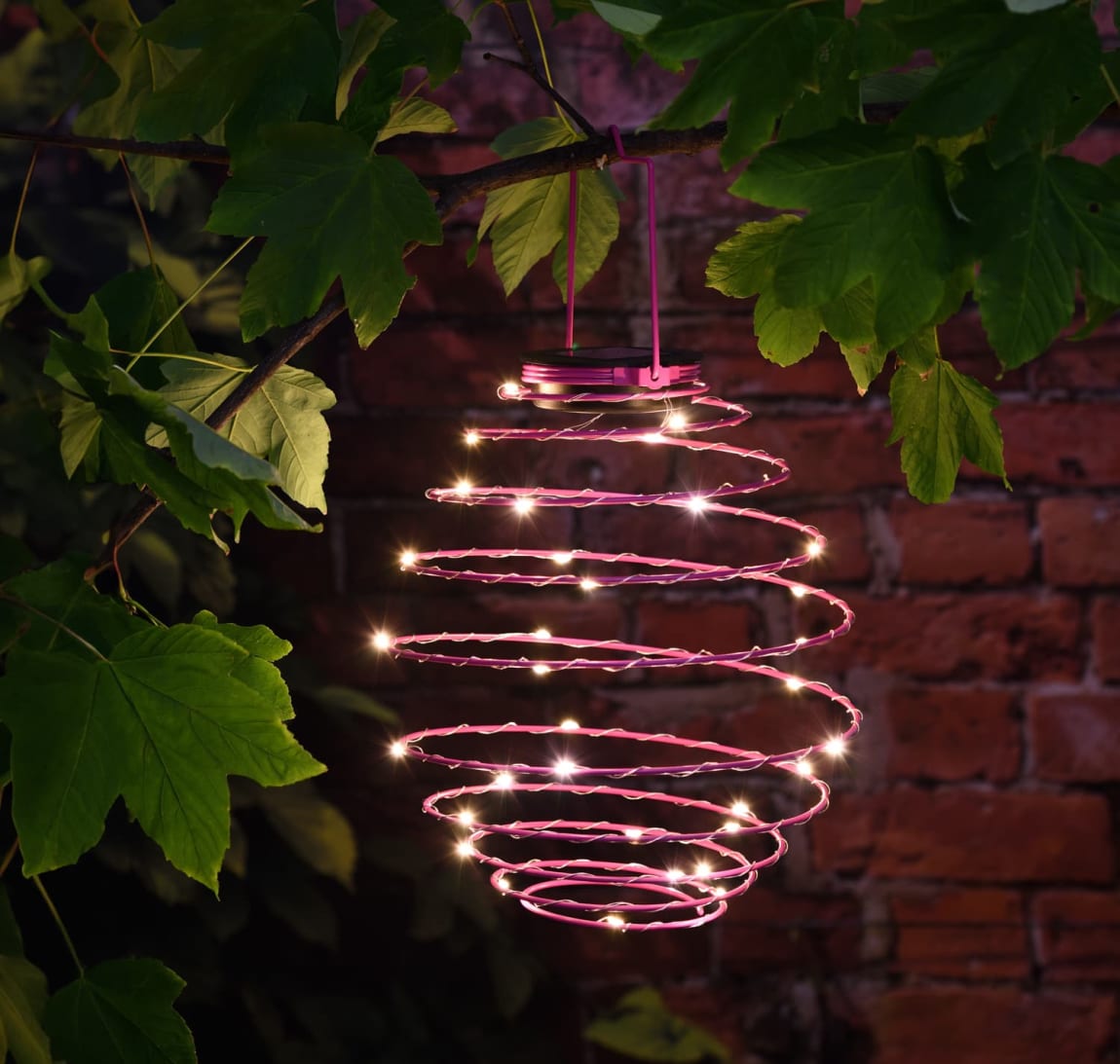 Solar Powered Spiral Lantern - Pink