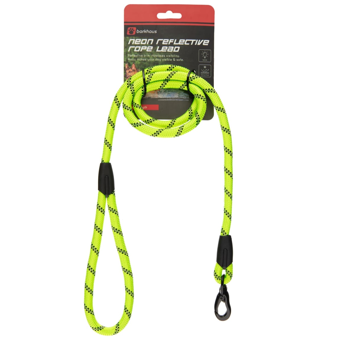 Barkhaus Neon Reflective Rope Lead - Green