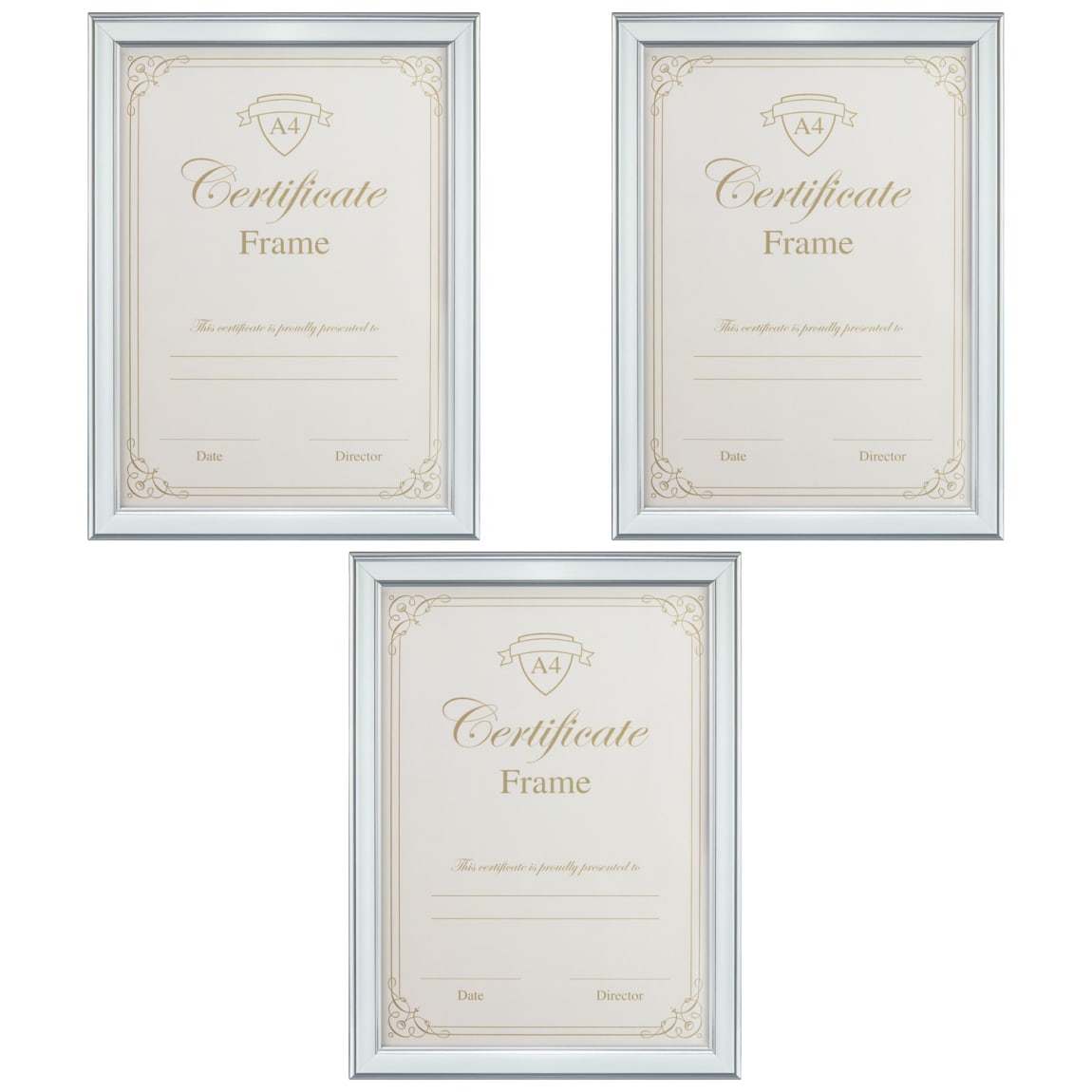 Certificate Frames A4 3pk - Silver