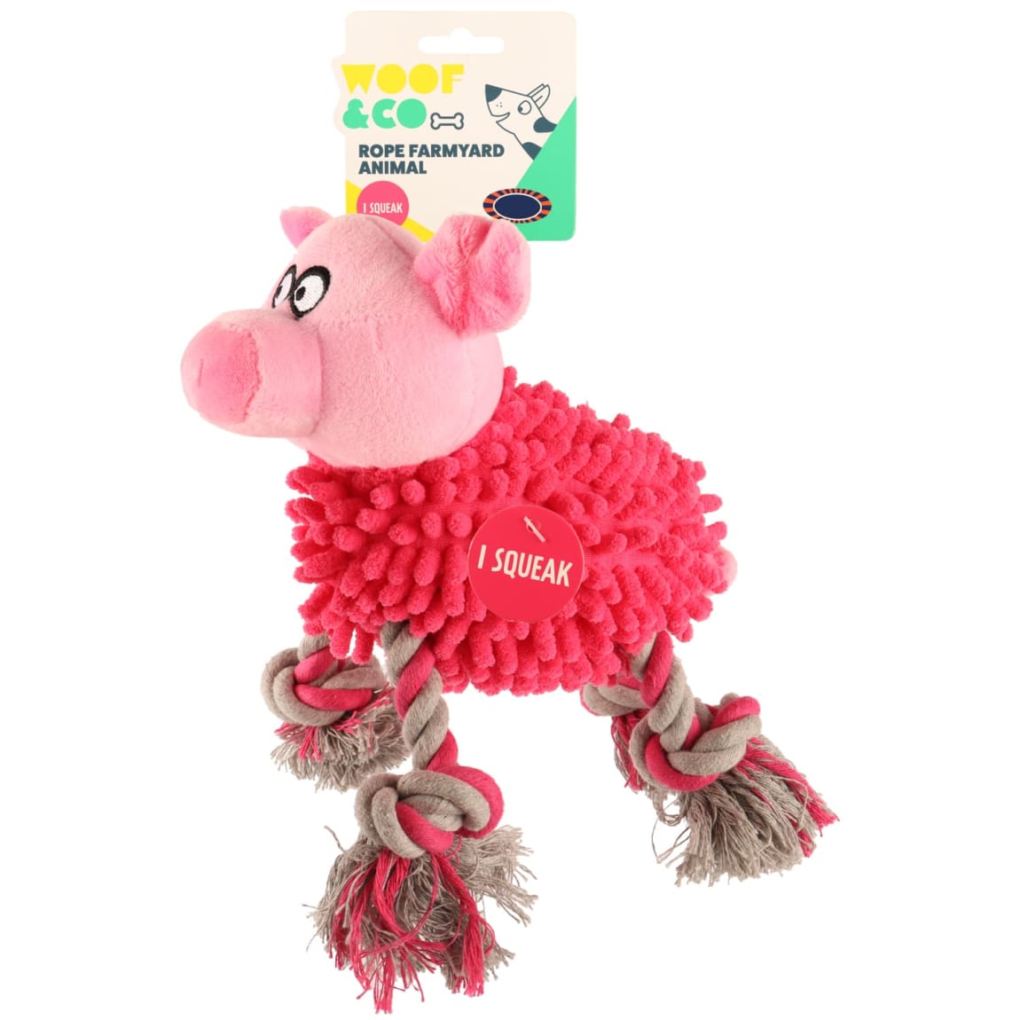 Farmyard Animal Rope Toy - Pig