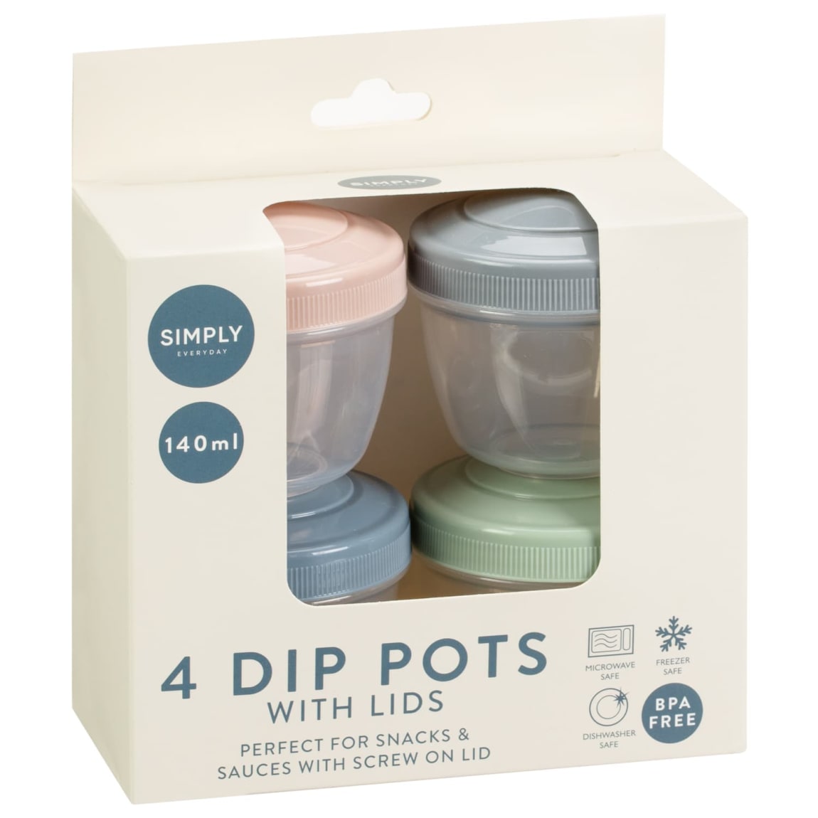 Simply Everyday Dip Pots with Lids 4pk