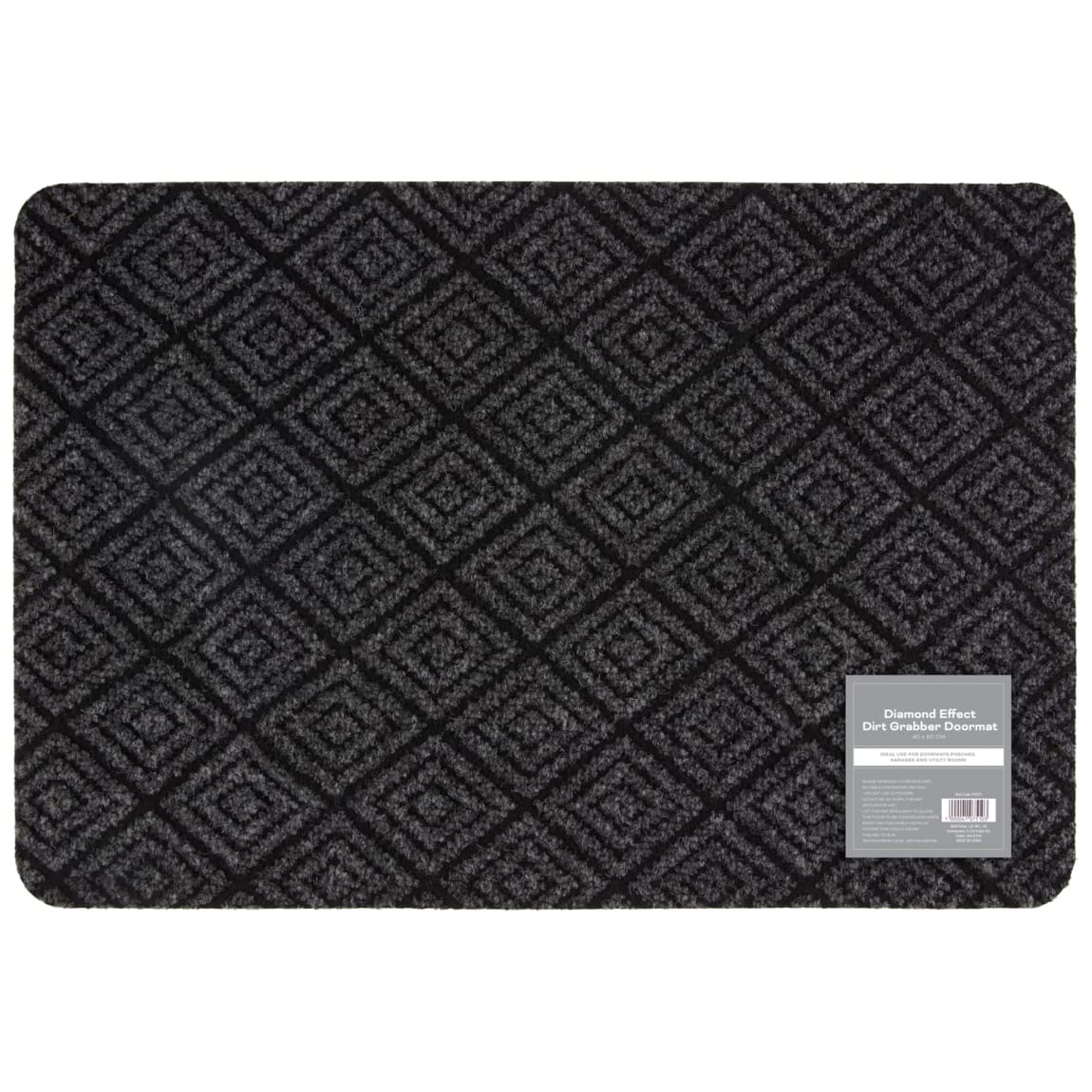 Diamond Effect Dirt Grabber Doormat - Grey