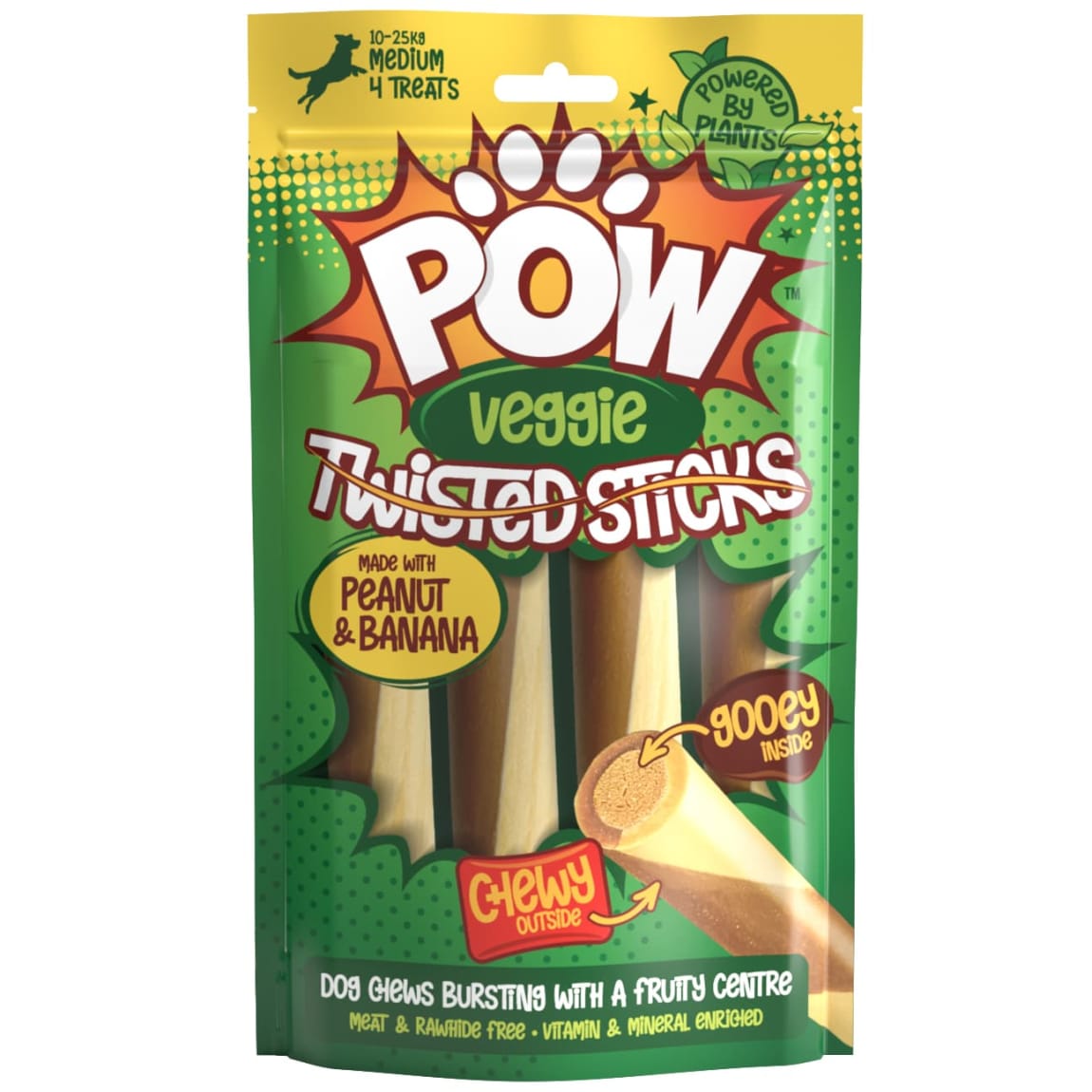 POW Veggie Twisted Sticks 4pk - Peanut & Banana