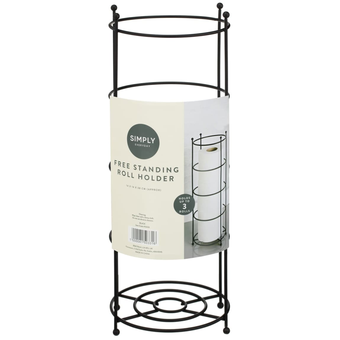 Free Standing Toilet Roll Holder - Black