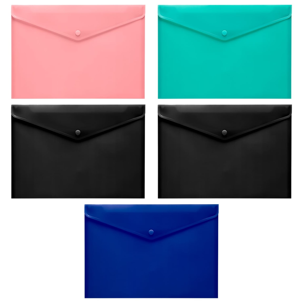 A4 Popper Wallet 5pk - Assorted