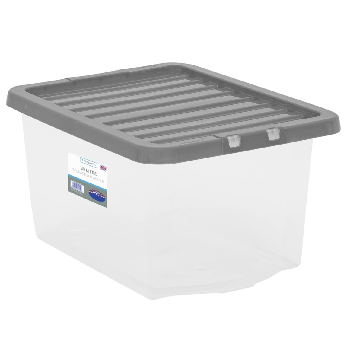 Clear Storage Box with Lid 31L - Grey