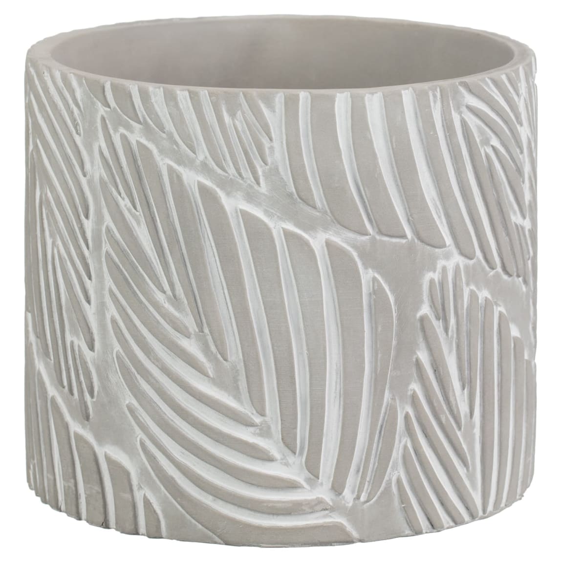 Grey Cement Planter - Leaves