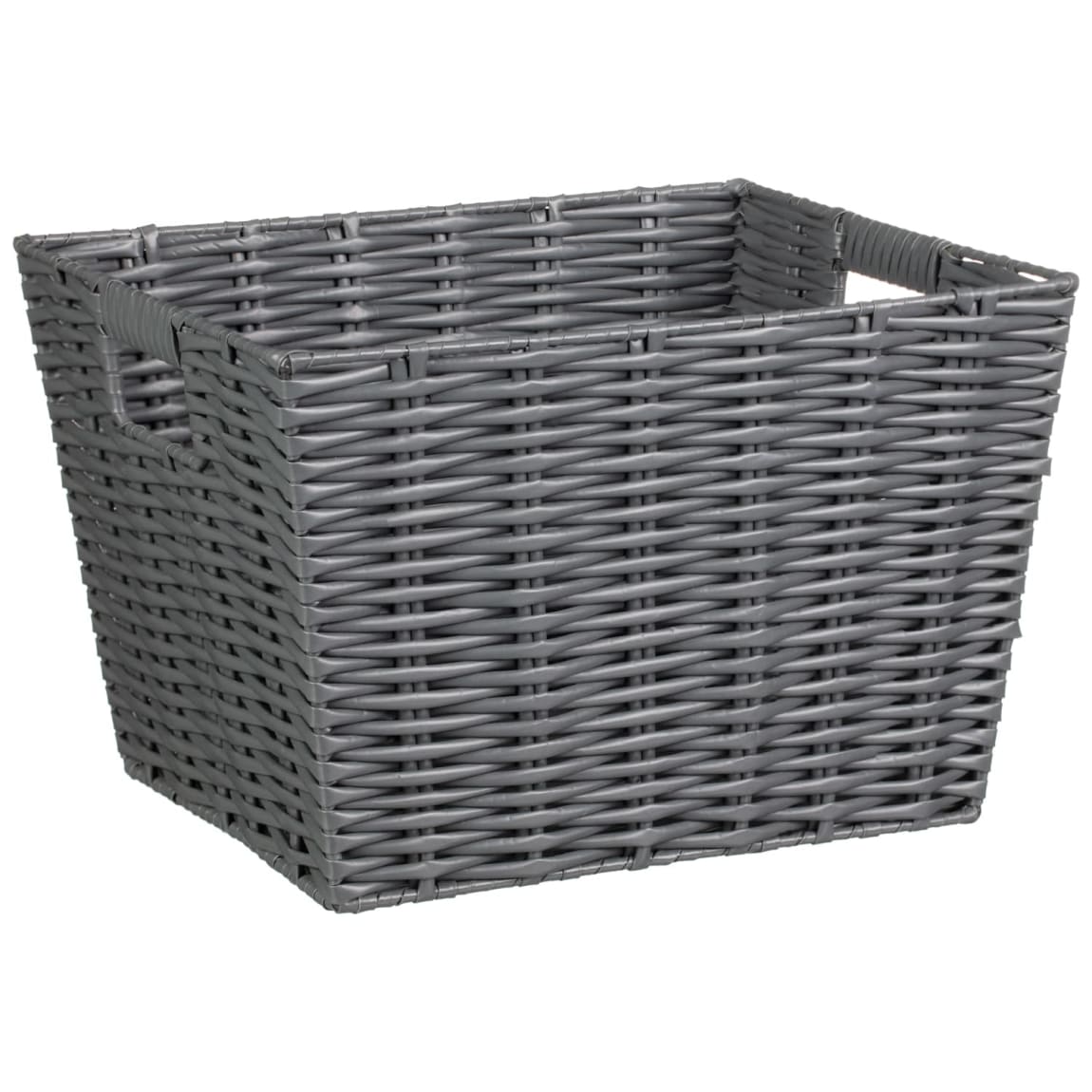 Woven Basket With Handles - Grey