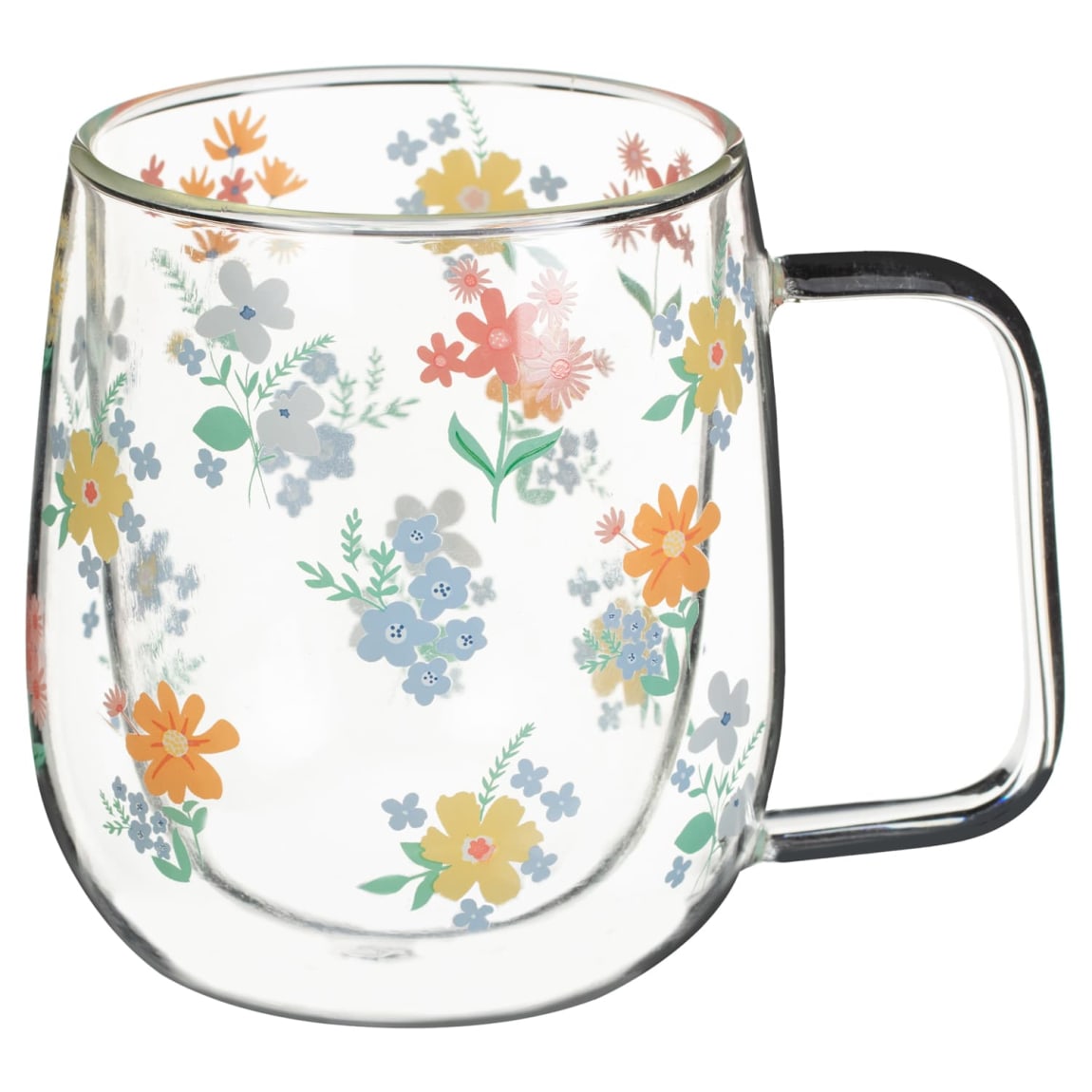Floral Joy Double Wall Glass Mug