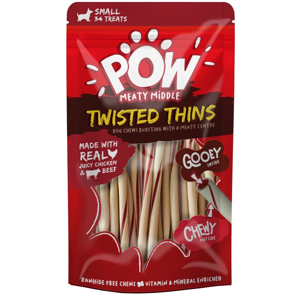 POW Twisted Thins 34pk - Chicken & Beef