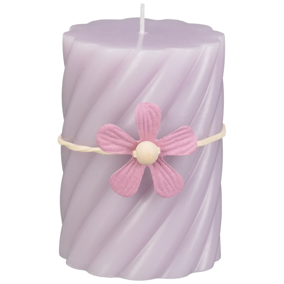 3D Flower Wrap Pillar Candle - Purple