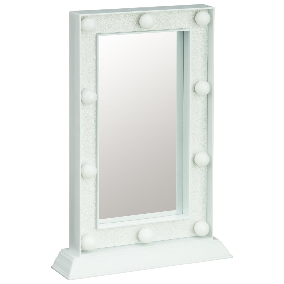 Glitter LED Table Mirror - White