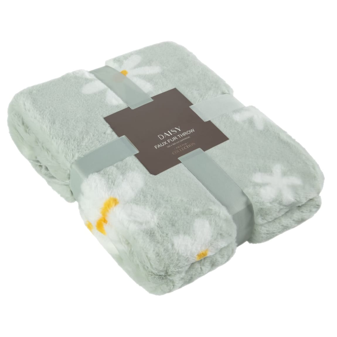 Daisy Faux Fur Throw - Light Green