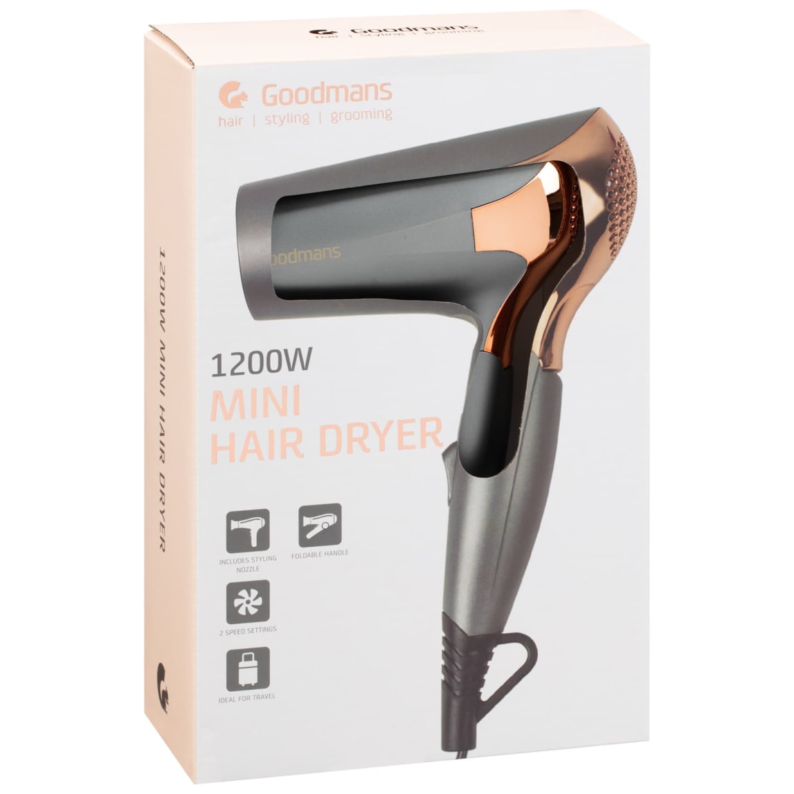 Goodmans Mini Hair Dryer 1200W - Grey