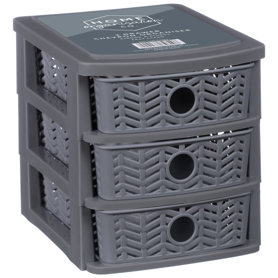 3 Drawer Chevron Organiser - Grey