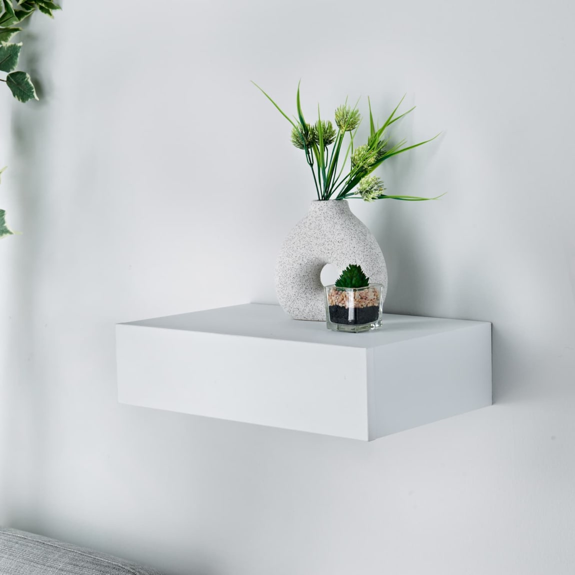 Simply 1 Drawer Wall Shelf - White