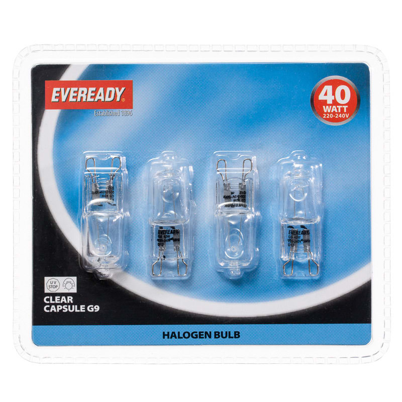 Eveready Halogen G9 40W Capsule Light Bulbs 4pk