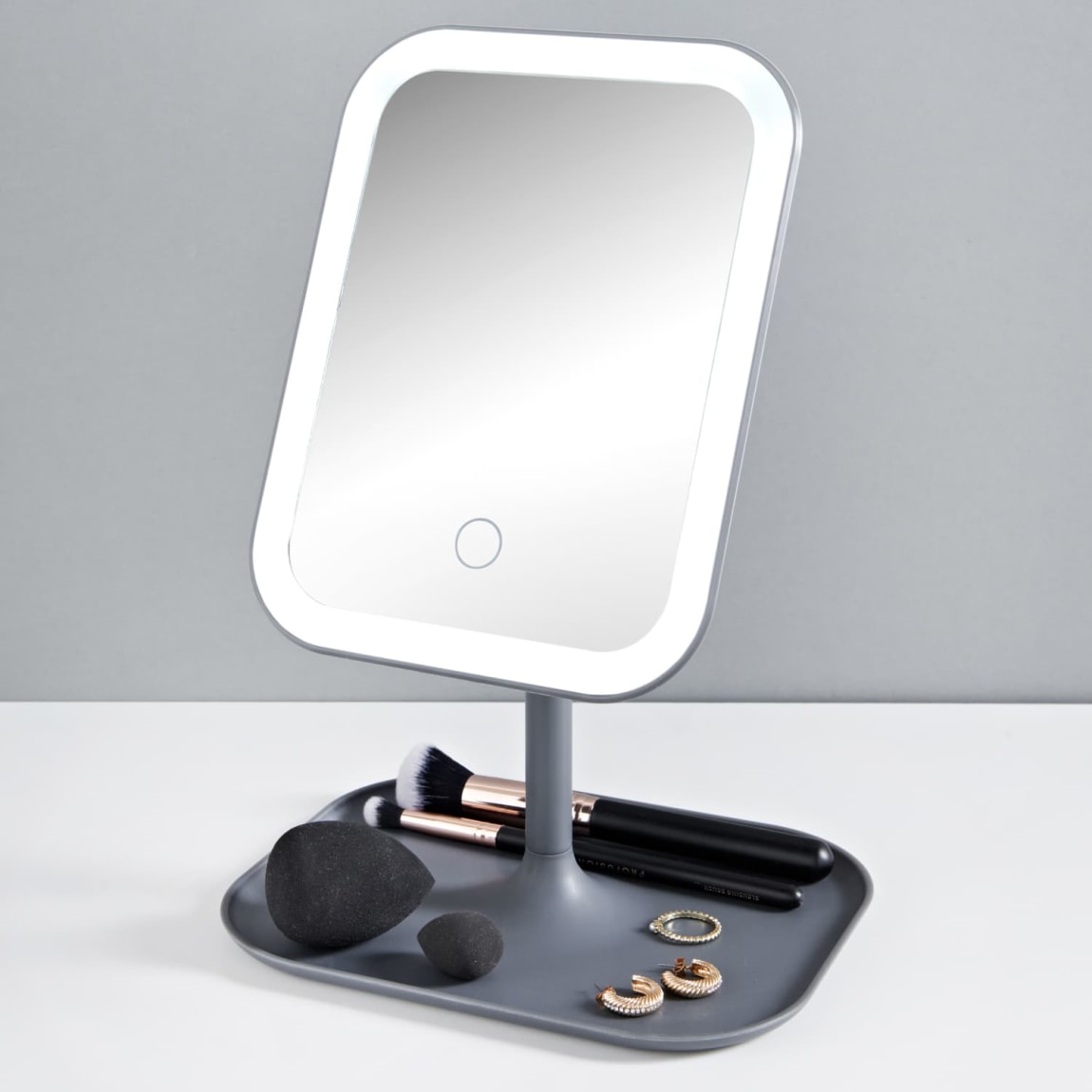 Large LED Mirror with Storage Base