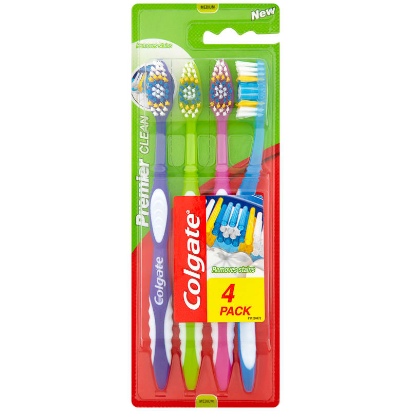 Colgate Premier Clean Medium Toothbrush 4pk