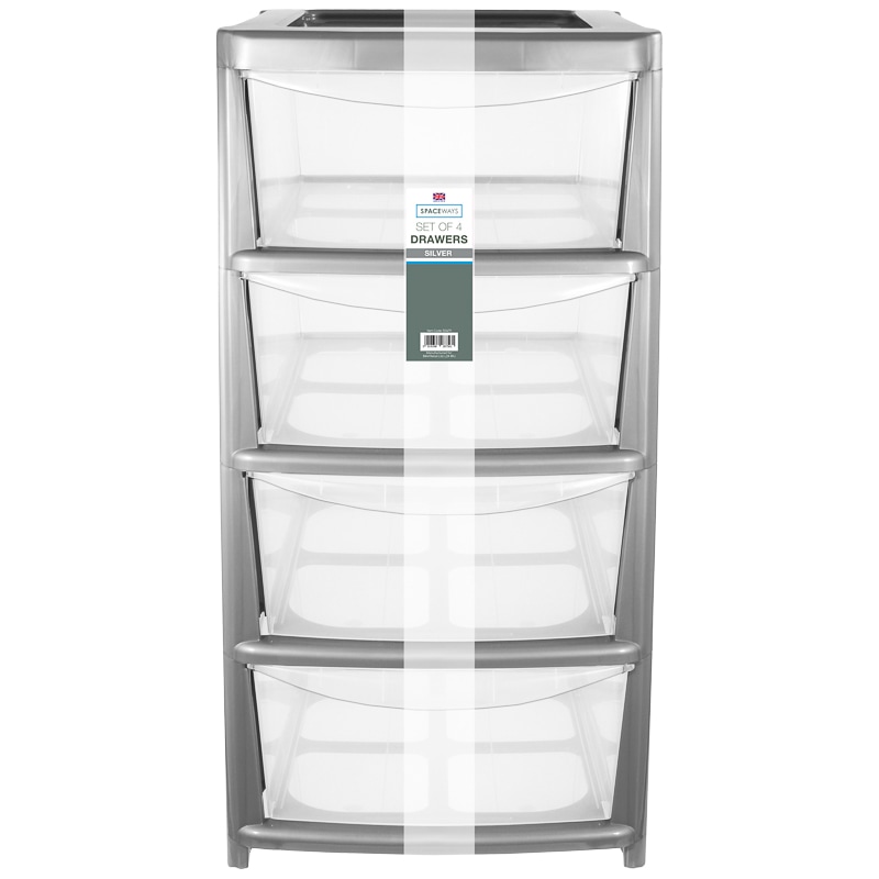 4 Drawer Silver Storage Unit
