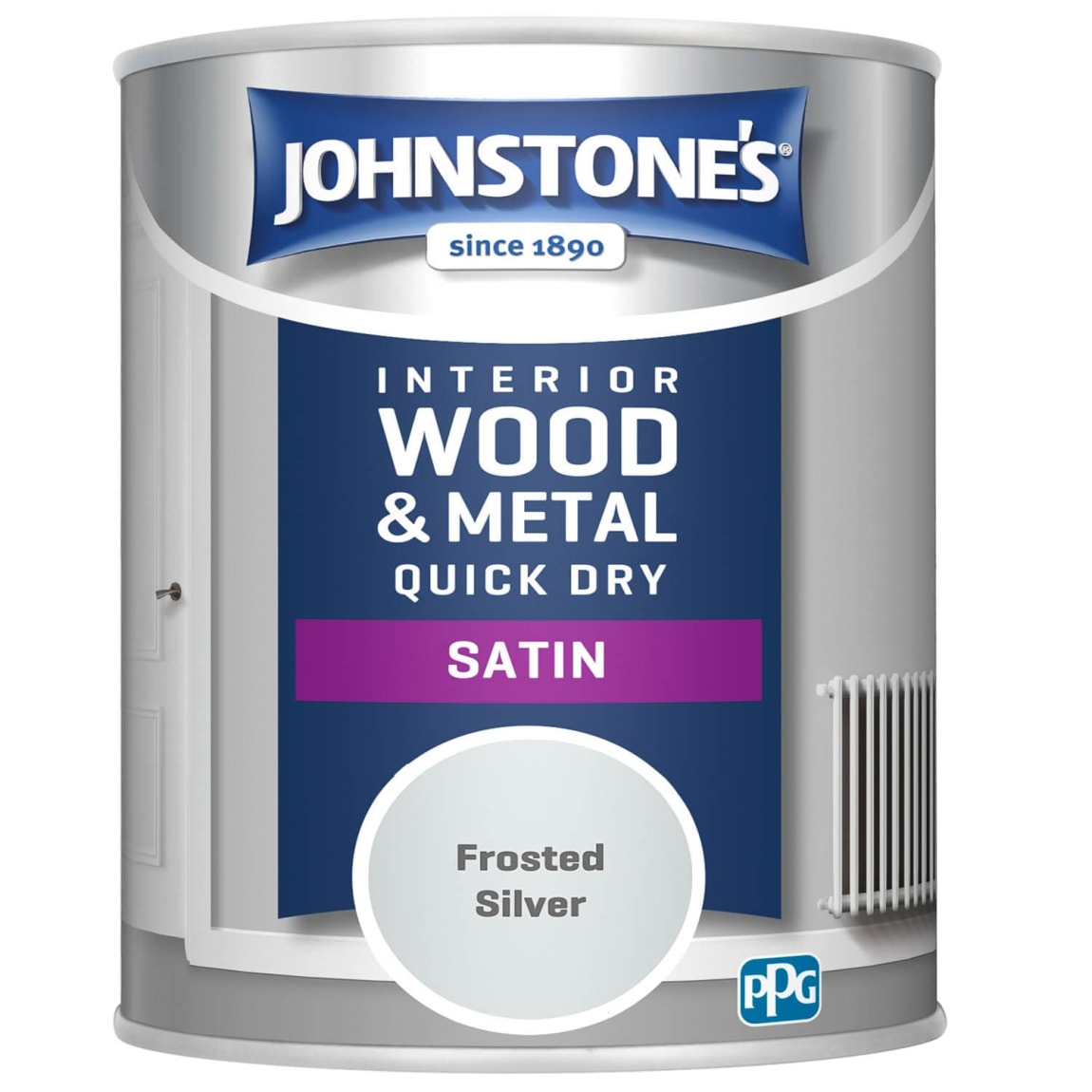 Johnstone's Quick Dry Satin Paint - Frosted Silver 750ml