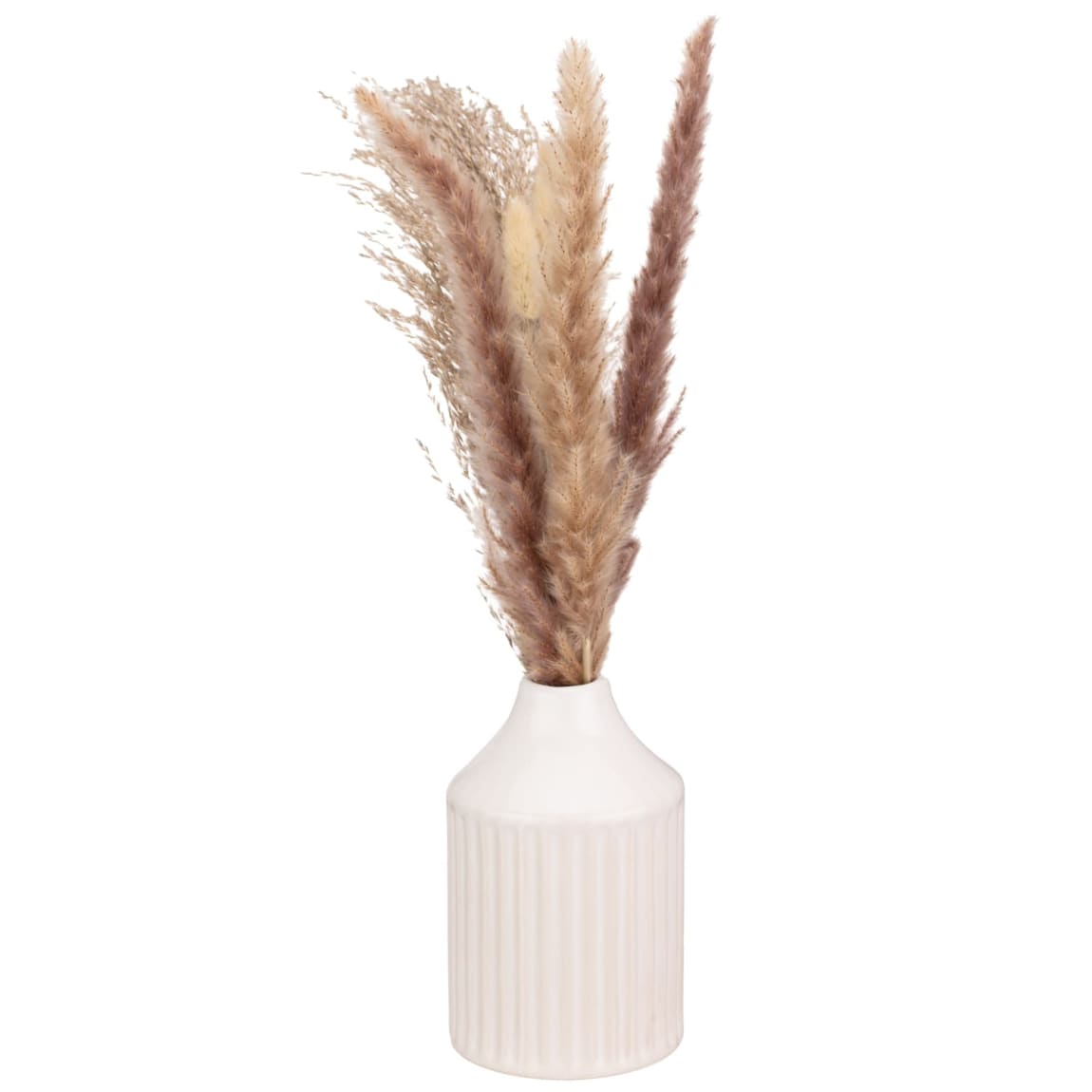 Ribbed Vase WIth Pampas