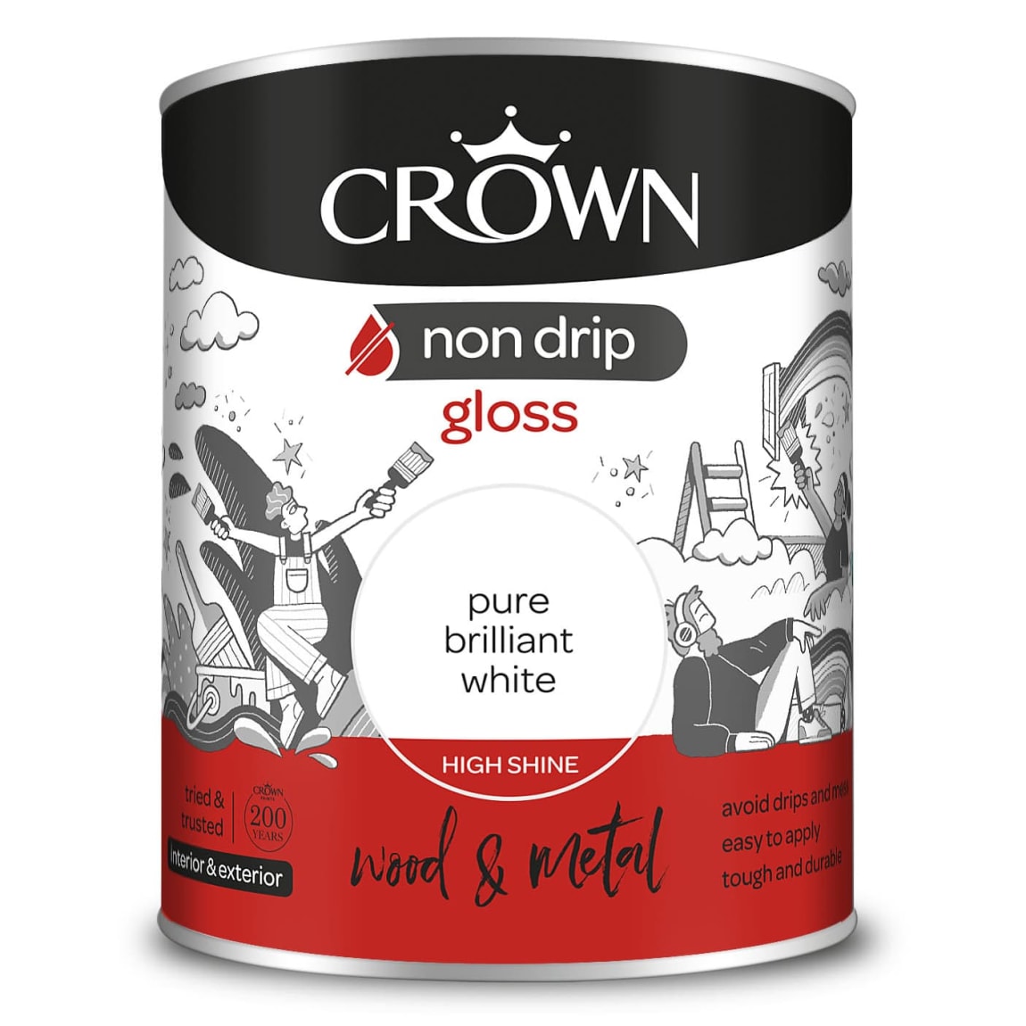 Crown Non Drip Gloss 750ml - Pure Brilliant White