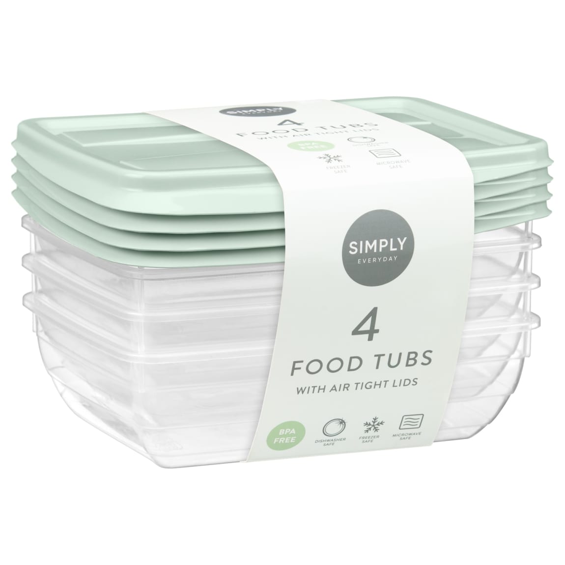 Large Food Tubs with Airtight Lids 4pk - Sage