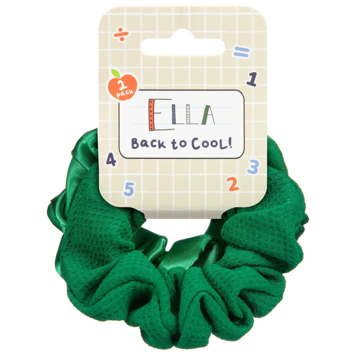 Ella School Hair Accessories Scrunchies 2pk - Green