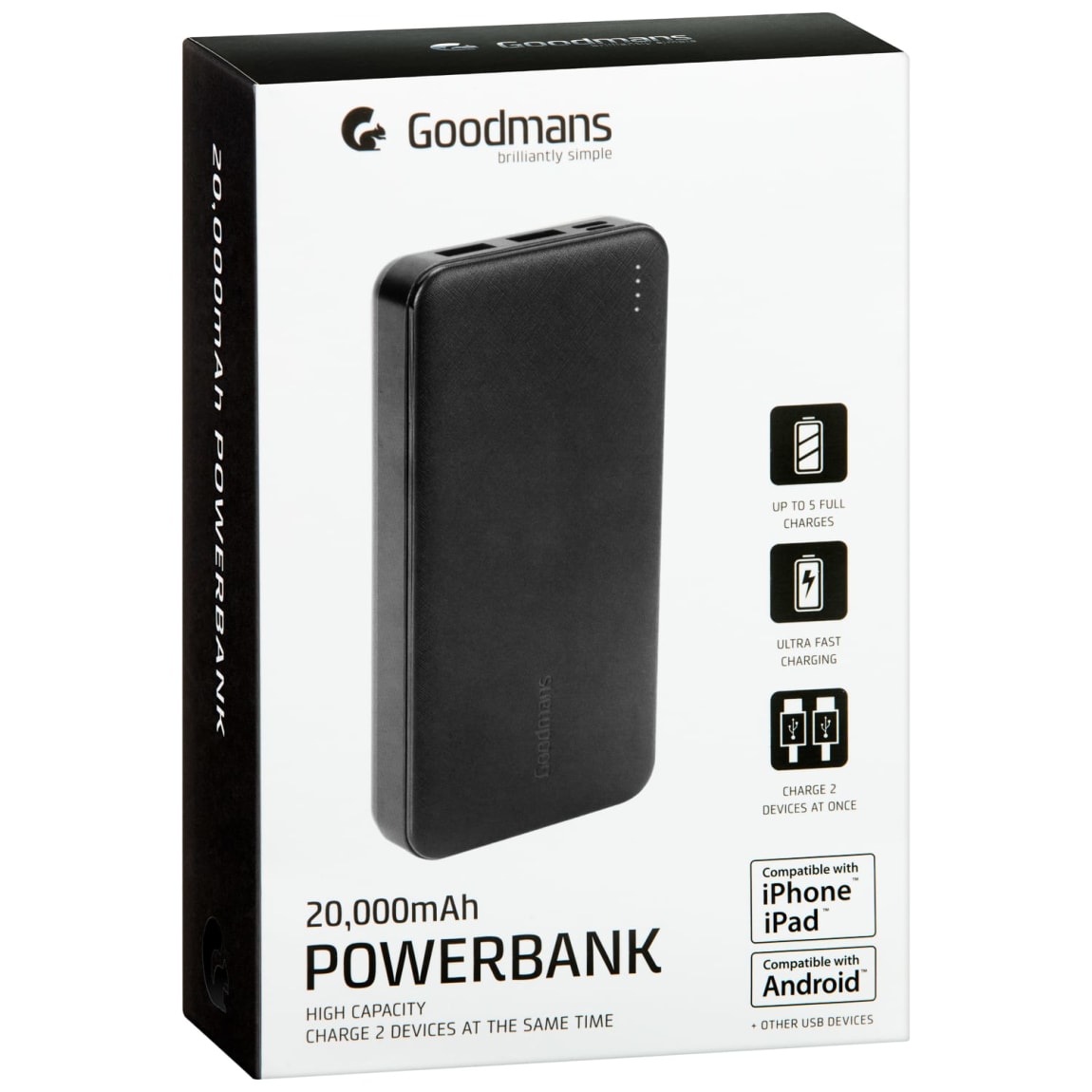 Goodmans Power Bank 20,000mAh - Black