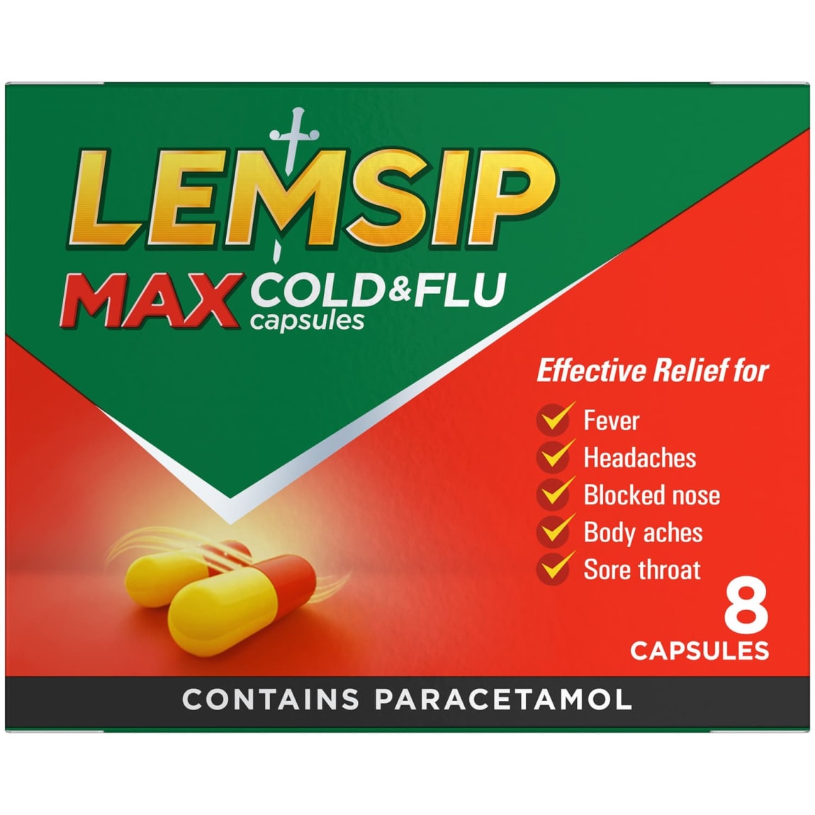 Lemsip Max Cold & Flu Capsules 8pk